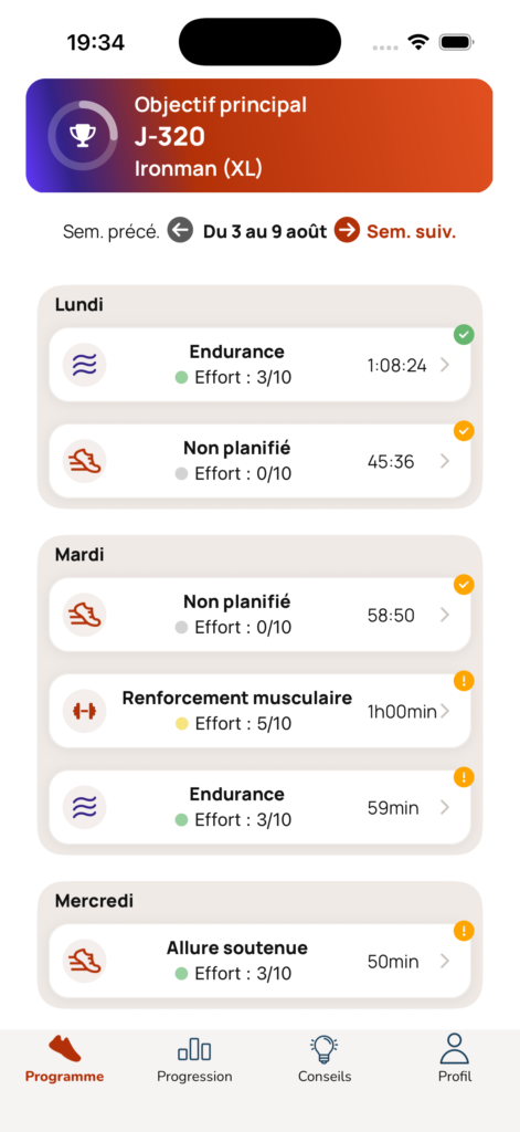 Programme de la semaine