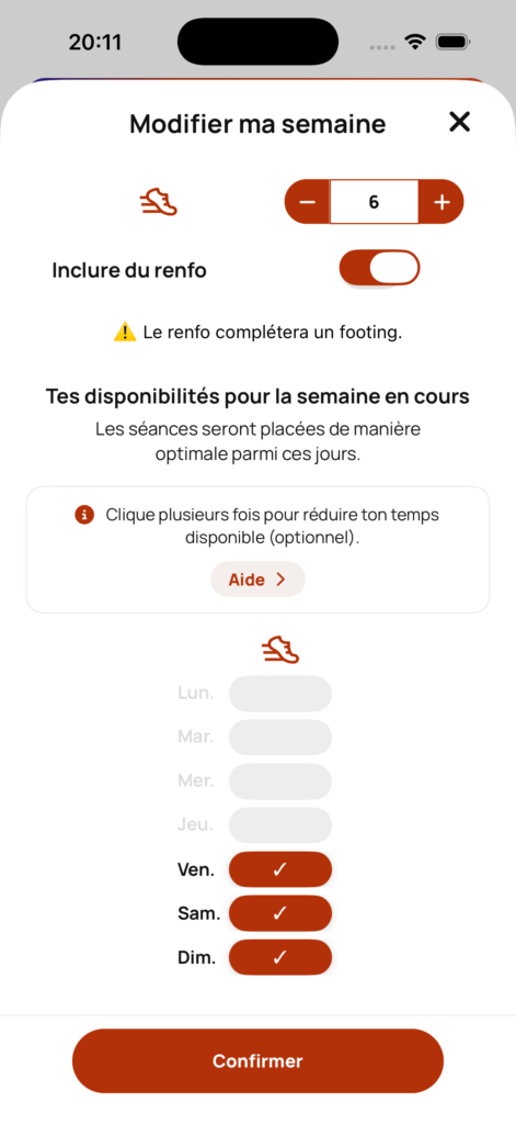 Modifier sa semaine